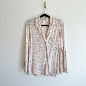Eberjey | Gisele Bird Print Button Sleep Shirt in Cream